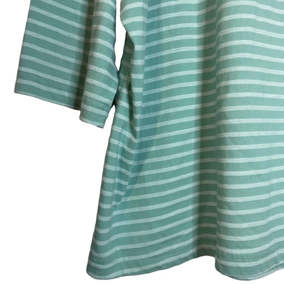 Hot Cotton Woman Mint Green Striped 3/4 Sleeve Tee Shirt Plus Size 2X - Picture 10 of 16